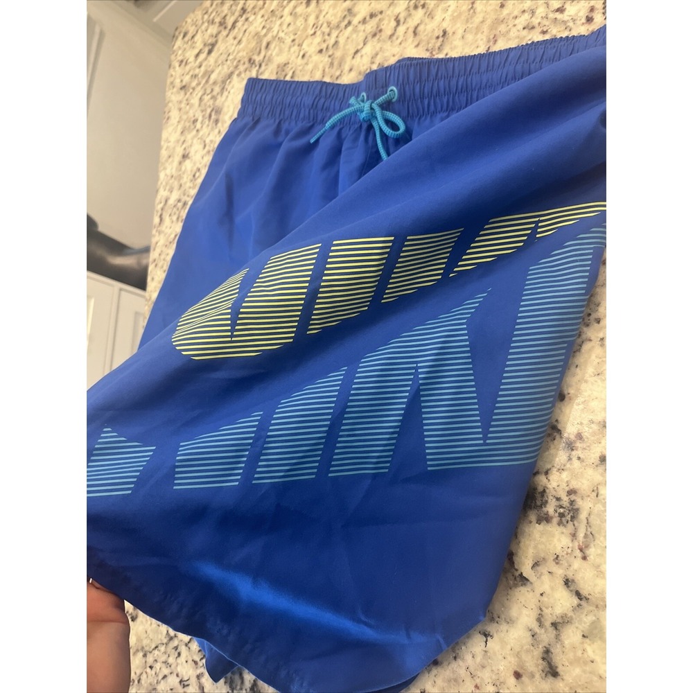 Nike Swim Trunks Mens 2XL XXL Blue Drawstring Surfing Swimming Surfer Mesh Lined - Picture 2 of 4
